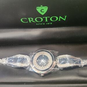 Croton Silver and Blue Sparkle Watch